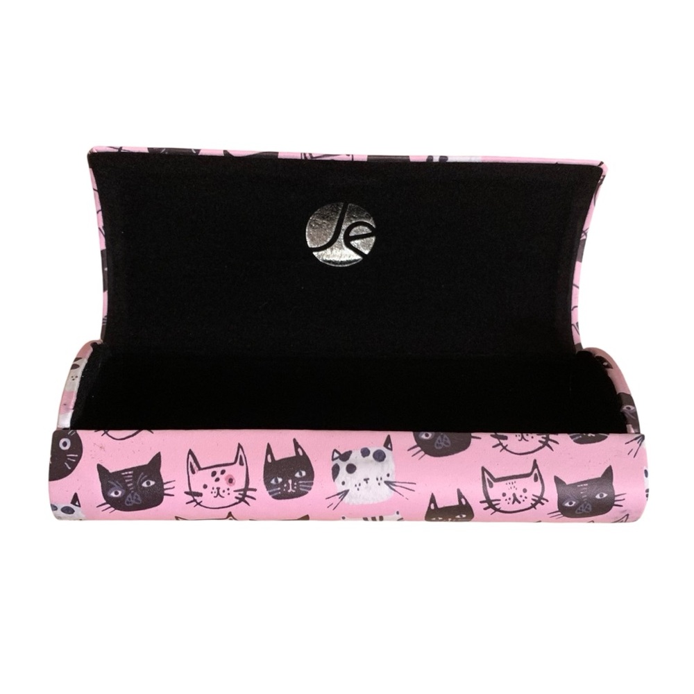 JAVOedge Pink Cats Pattern Oval Hard Eyeglasses Case